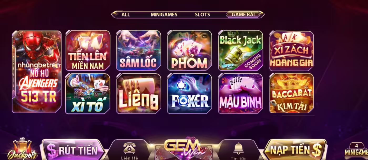 Tại cổng game Gemwin, người chơi sẽ được trải nghiệm kho tàng game bài đa dạng và hấp dẫn Tại cổng game Gemwin, người chơi sẽ được trải nghiệm kho tàng game bài đa dạng và hấp dẫn