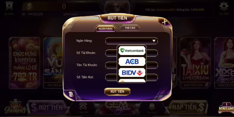 Quy trình rút tiền Gemwin khá đơn giản chỉ với vài bước cơ bản