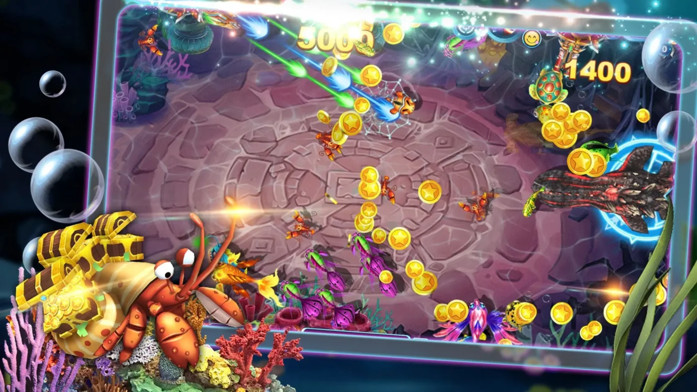 Vua săn cá là một trong những tựa game nổi bật tại Gemwin với thiết kế đồ họa đẹp mắt cùng hệ thống vũ khí đa dạng